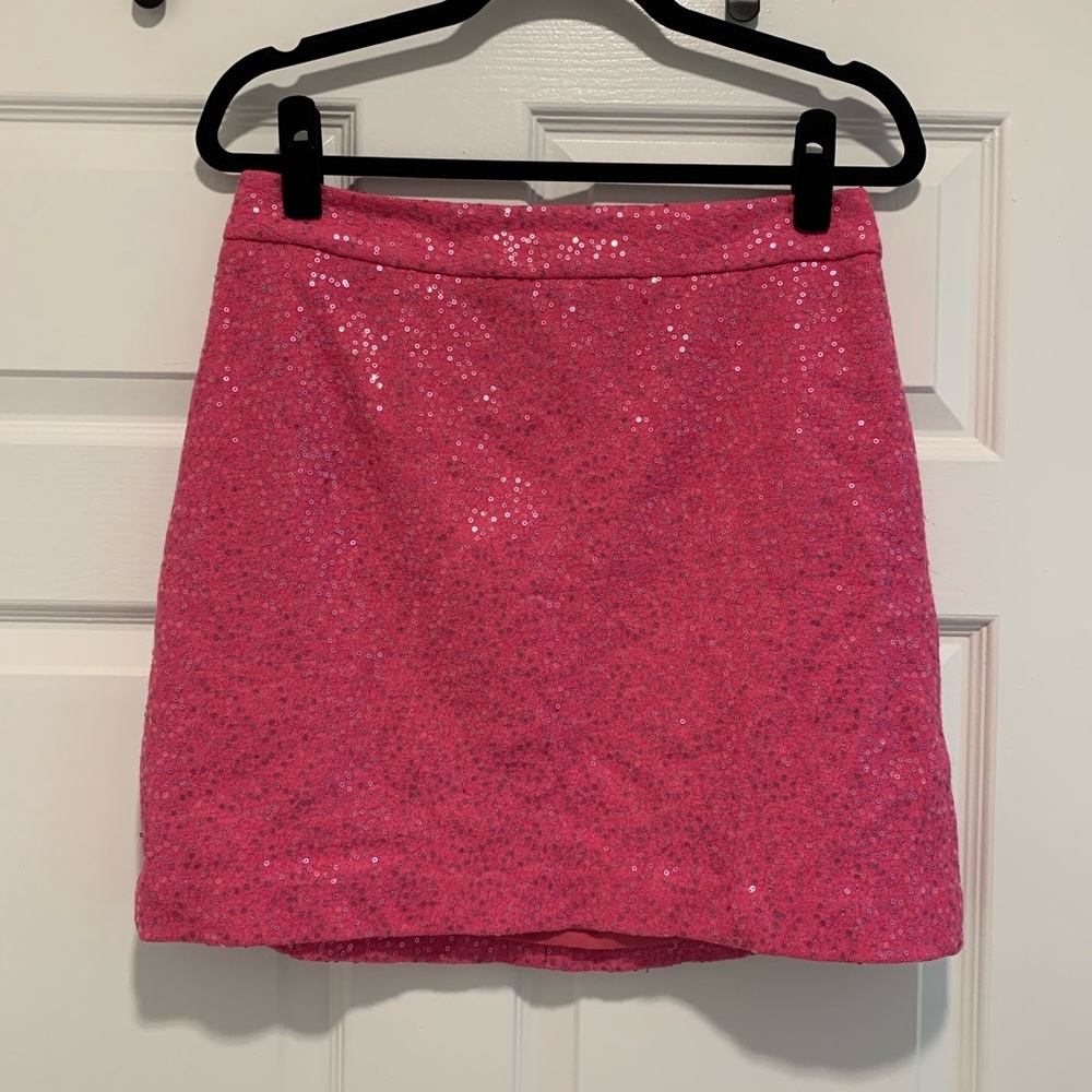 LOFT Size 6 Hot Pink Sequin A-line Miniskirt